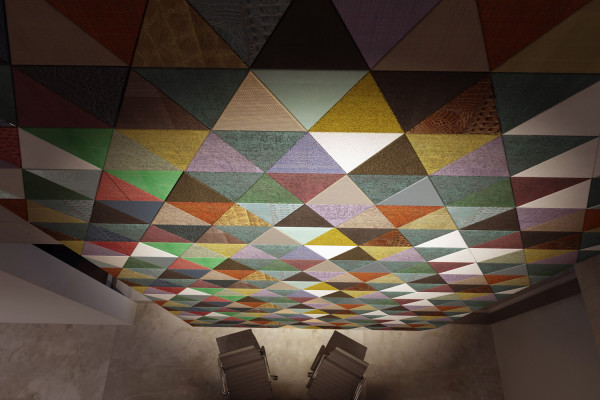 Triangular and colorful composition with Lapèlle leather tiles