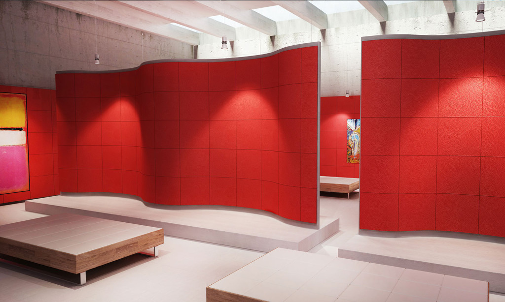 Rivestimento di pareti curve con piastrelle in pelle