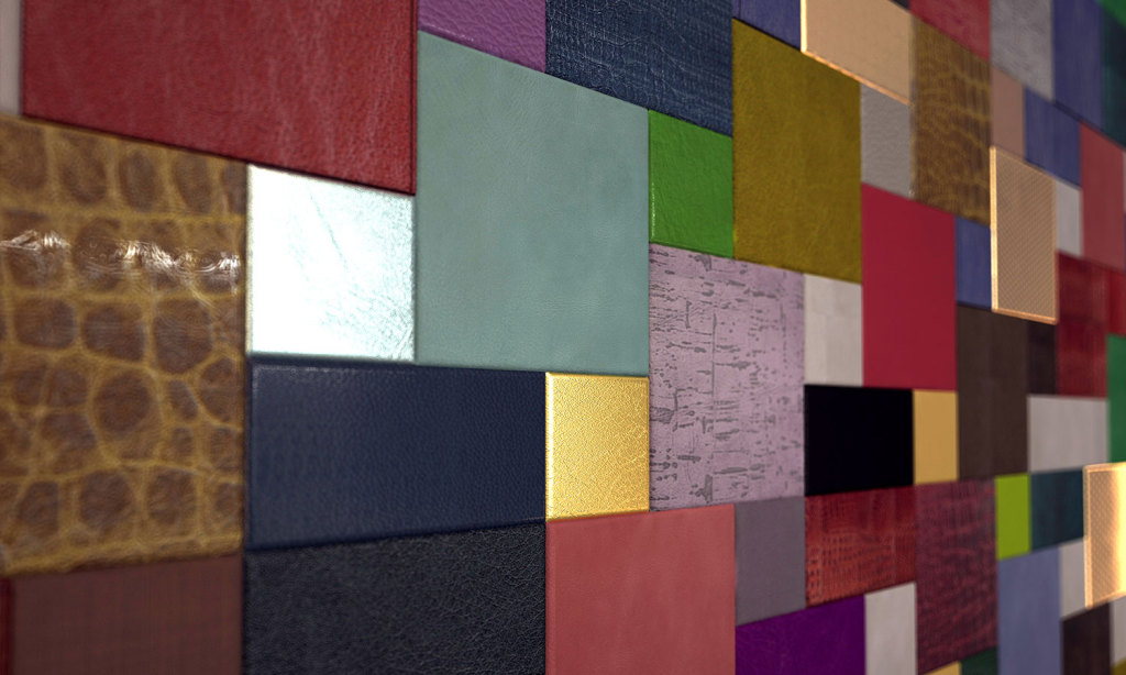 Squared colorful composition with Lapèlle leather tiles